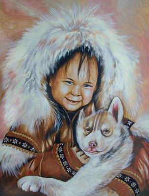 Eskimo mit Wolf - Wolfgang Archibald Nagl -  auf  - Array - 