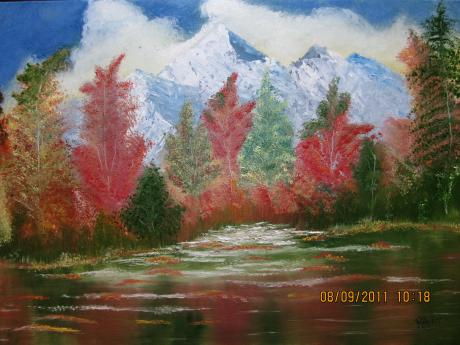 Autumn (Herbst) Trees near the Mountain Side - Rohini Yalakkishettar - Array auf Array - Array - Array
