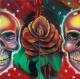 skull vs rose - Torsten Matthes - Ãl auf Leinwand - Mystik - ActionPainting-Naturalismus-Symbolismus