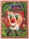 GrÃ¼ner Clown (Acryl on Canvas; 36x48) - Wolfgang Bretschneider - Acryl-Mischtechnik auf Leinwand - Fantastisch-FÃ¼rKinder-Humor-Gesichter - Naiv-Surrealismus